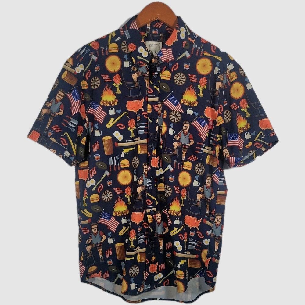 RSVLTS Shirt Mens Medium Parks and Recreation Ron Swansons Shirt of Greatness